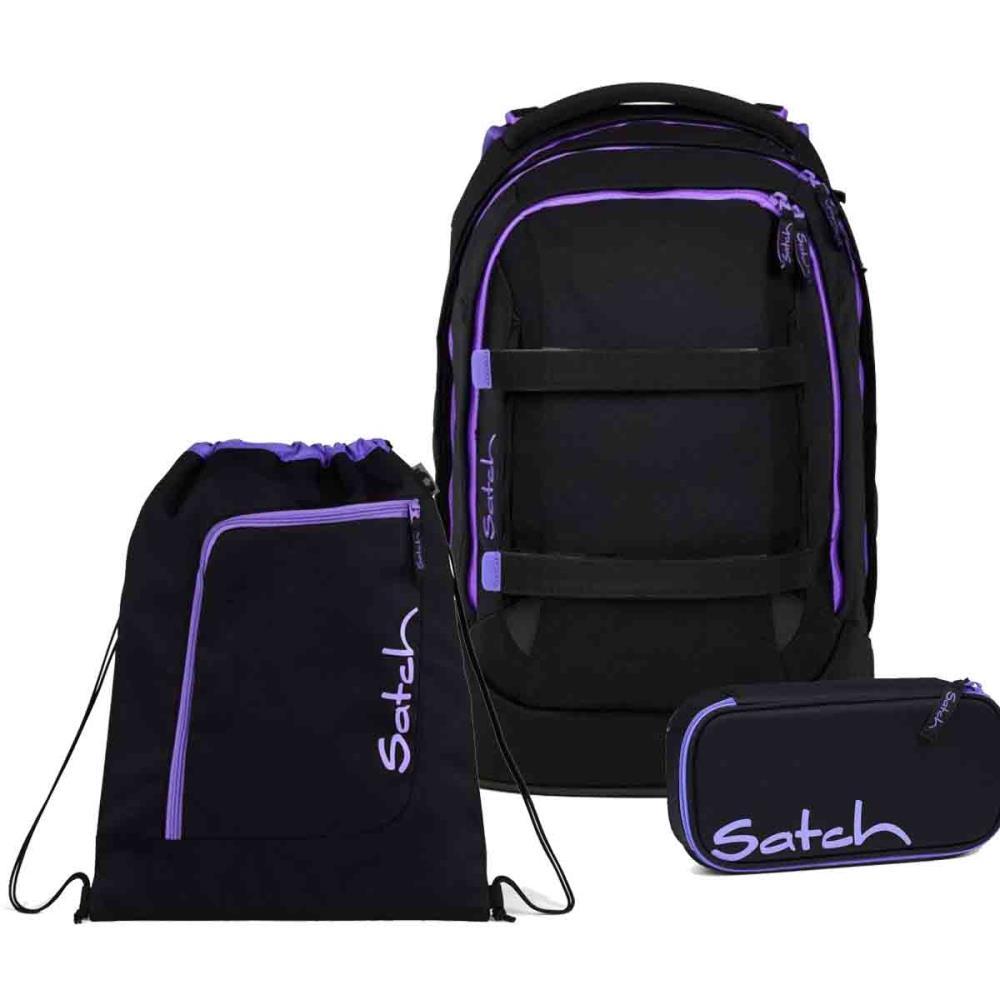 Satch Pack Purple Phantom Schulrucksack Set 3tlg.