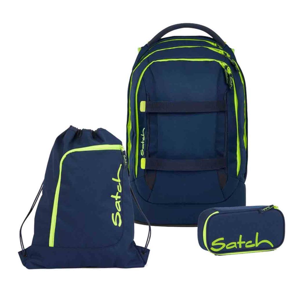 Satch Pack Toxic Yellow Schulrucksack Set 3tlg.