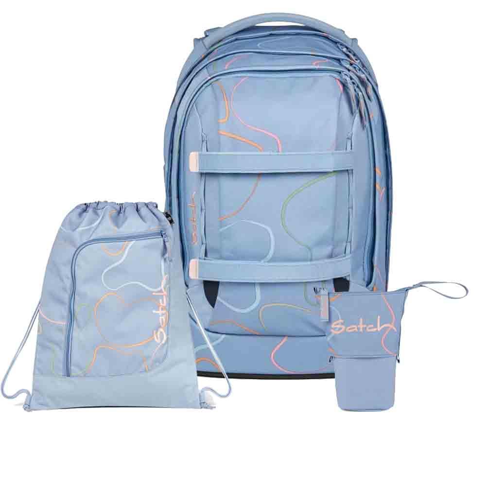 Satch Pack Vivid Blue Pencil Slider Light Edition Schulrucksack Set 3tlg.