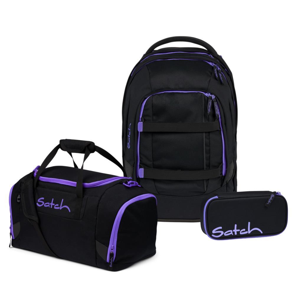 Satch Pack Purple Phantom Schulrucksack Set 3tlg.