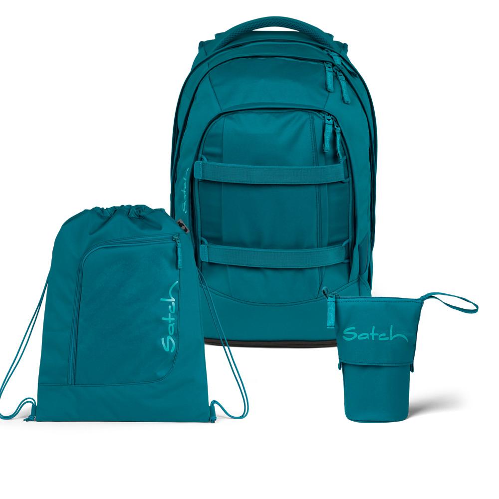 Satch Pack Deep Petrol Pencil Slider Light Edition Schulrucksack Set 3tlg.