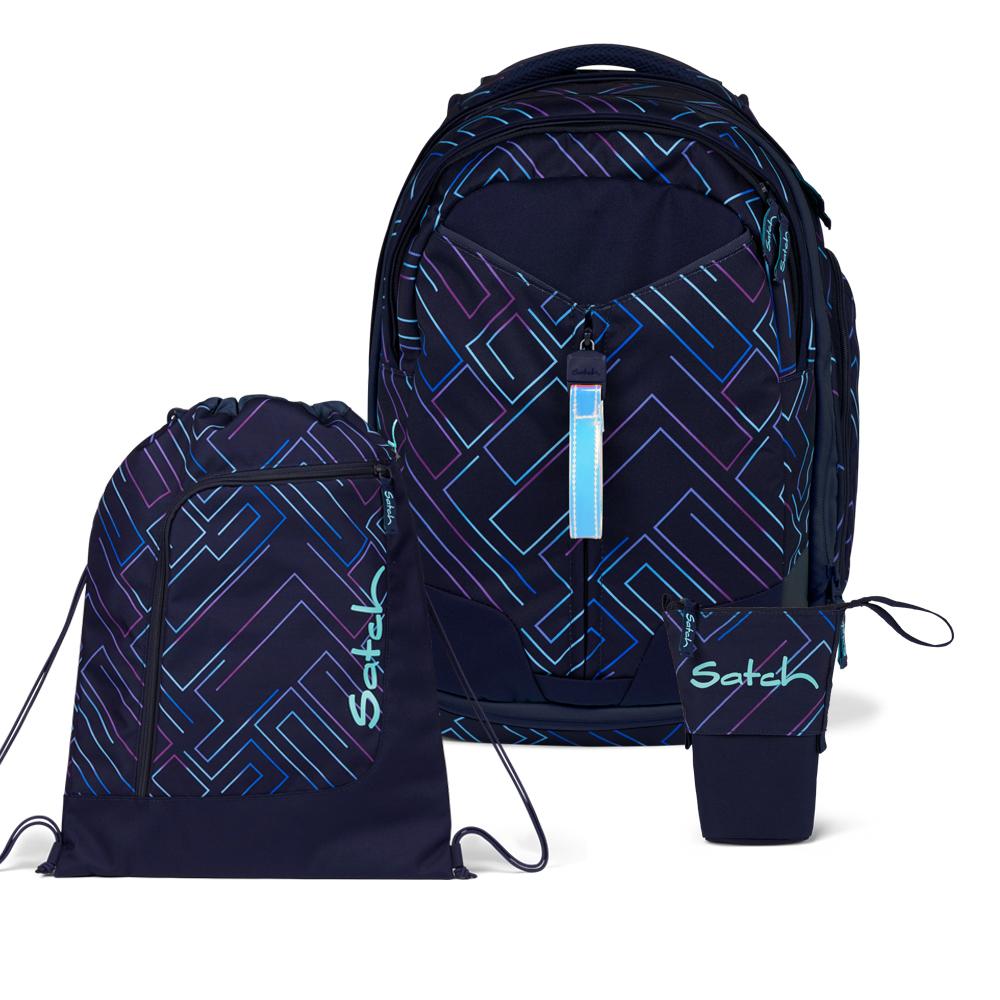 Satch Match Purple Laser Pencil Slider Light Edition Schulrucksack Set 3tlg.