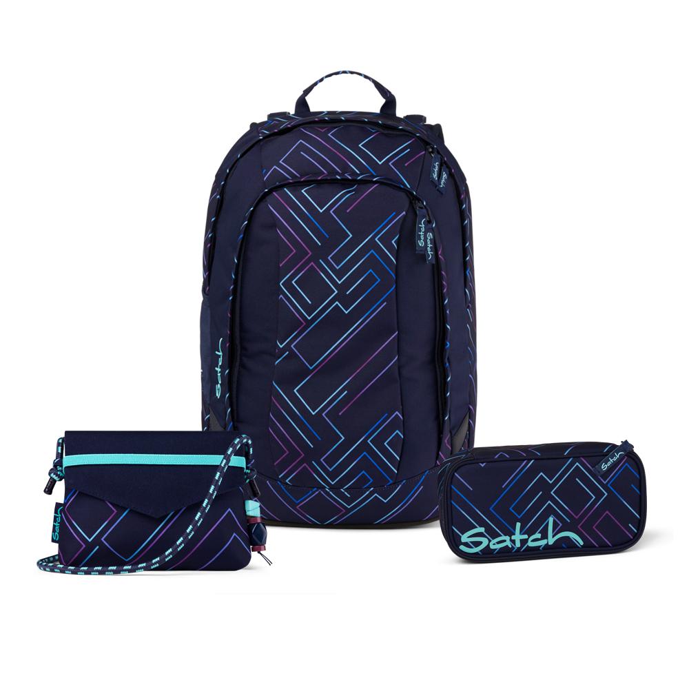 Satch Air Purple Laser Beauty and The School Schulrucksack Set 3tlg.