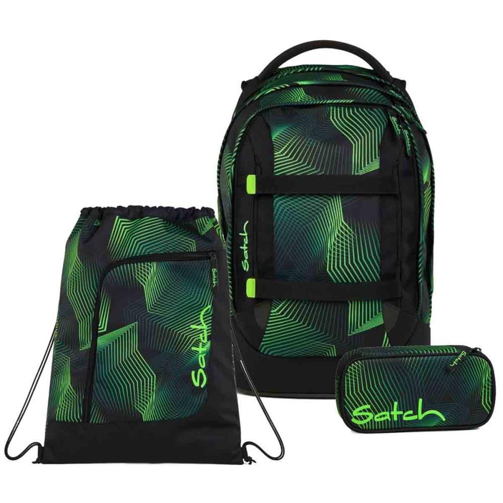 Satch Pack Seismic Green Schulrucksack Set 3tlg.