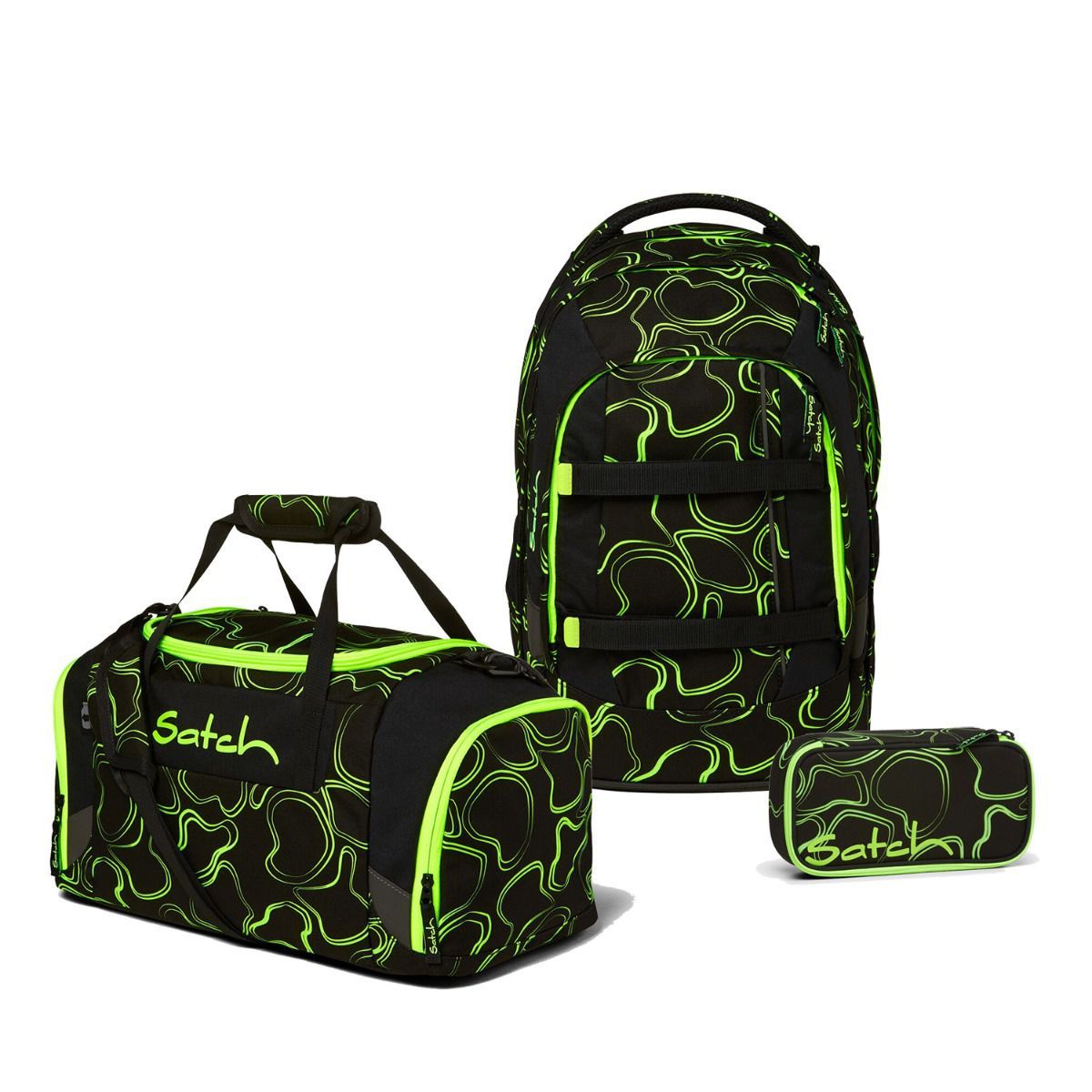 Satch Pack Green Supreme Schulrucksack Set 3tlg.