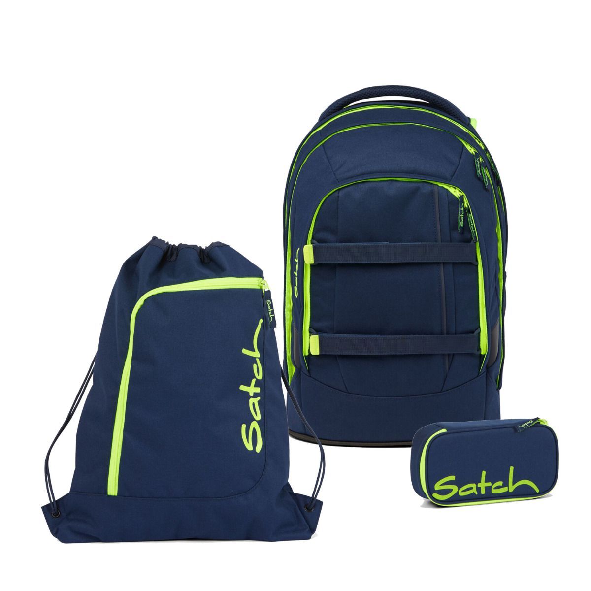 Satch Pack Toxic Yellow Schulrucksack Set 3tlg.