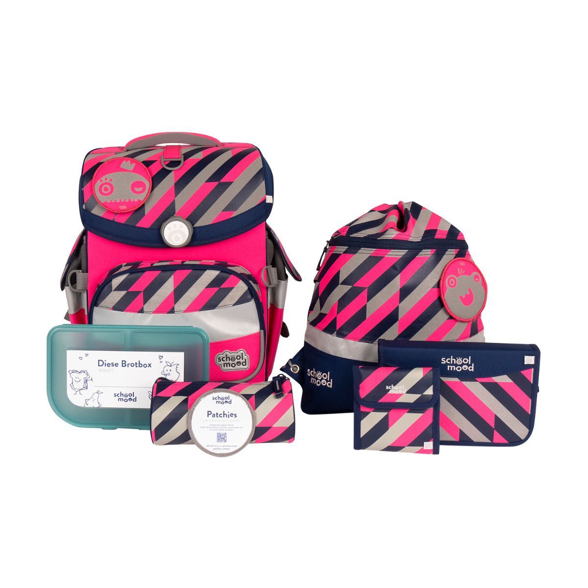 School Mood Timeless Air Yuna Neon Pink Schulranzen Set 7tlg.