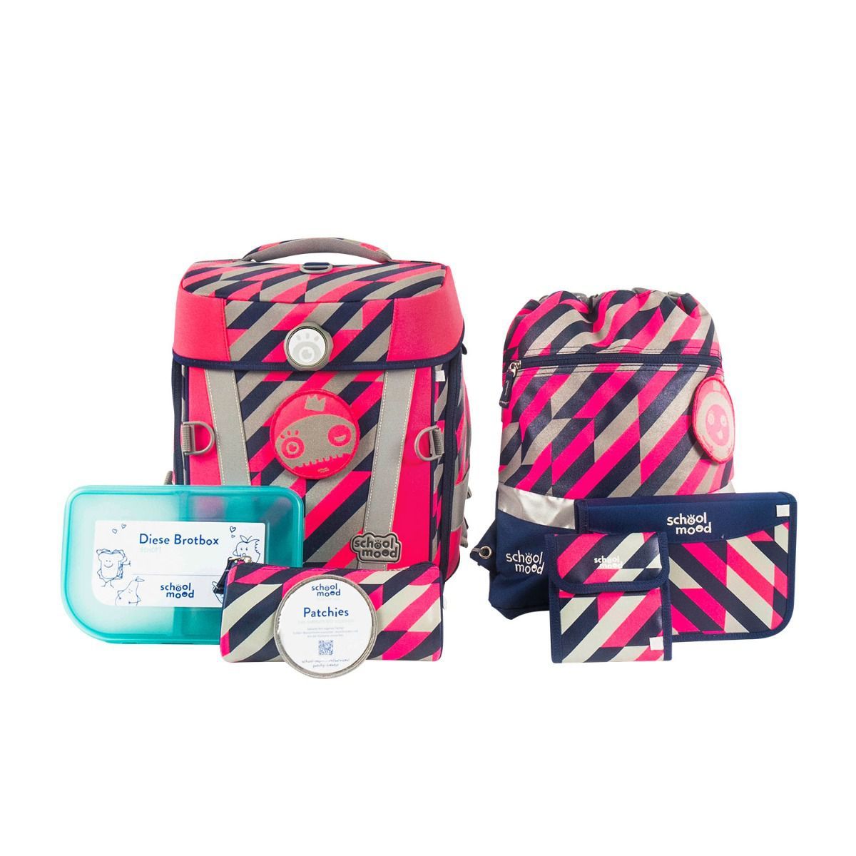 School Mood Hero Air Yuna Neon Pink Schulranzen Set 7tlg.