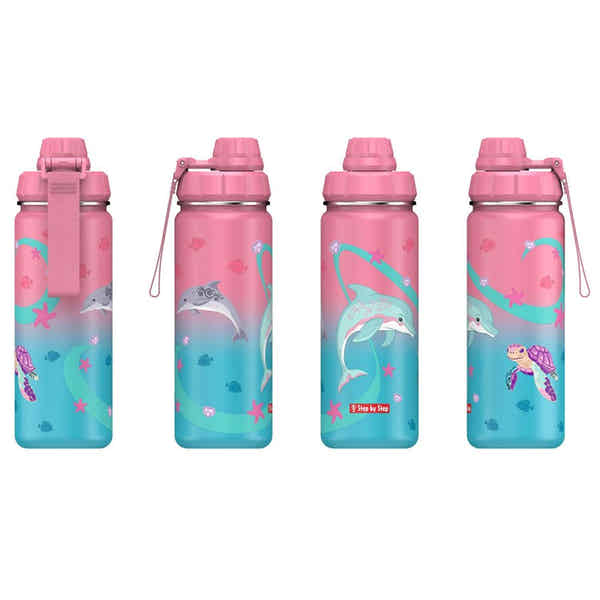 Step By Step Isolierte Edelstahl-Trinkflasche – 0,5 L, Lila, BPA-frei, Auslaufsicher, Für Sprudel &