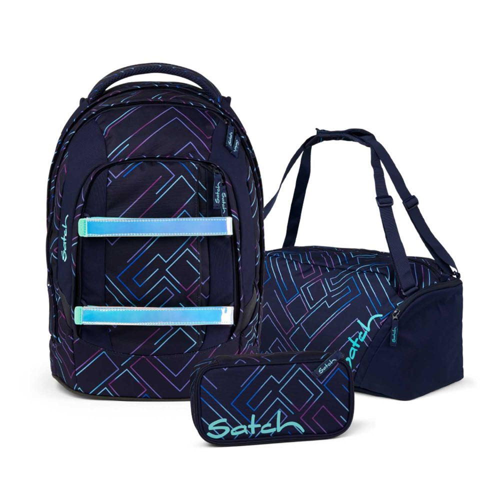 Satch Pack Purple Laser Schulrucksack Set 3tlg.