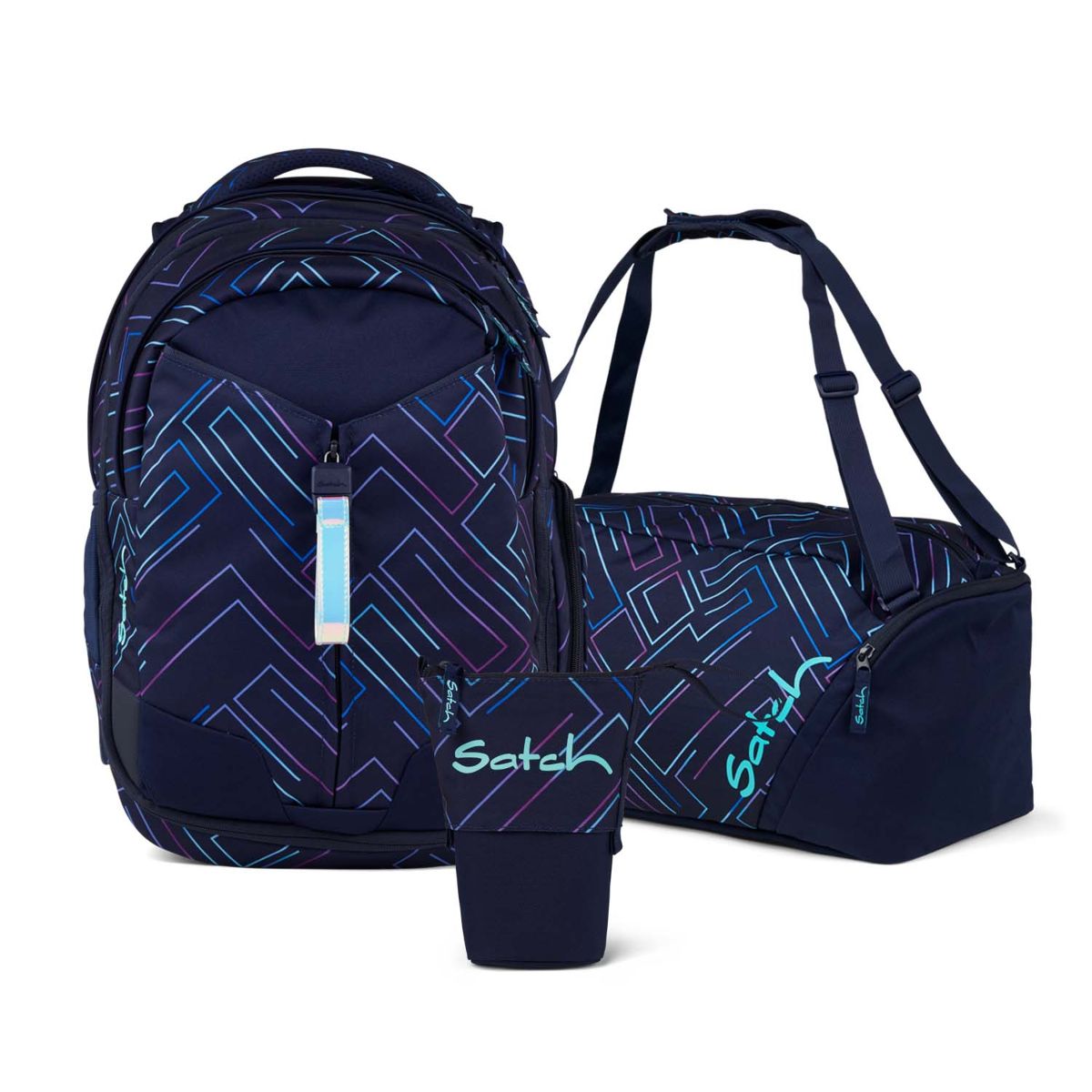 Satch Match Purple Laser Pencil Slider Edition Schulrucksack Set 3tlg.