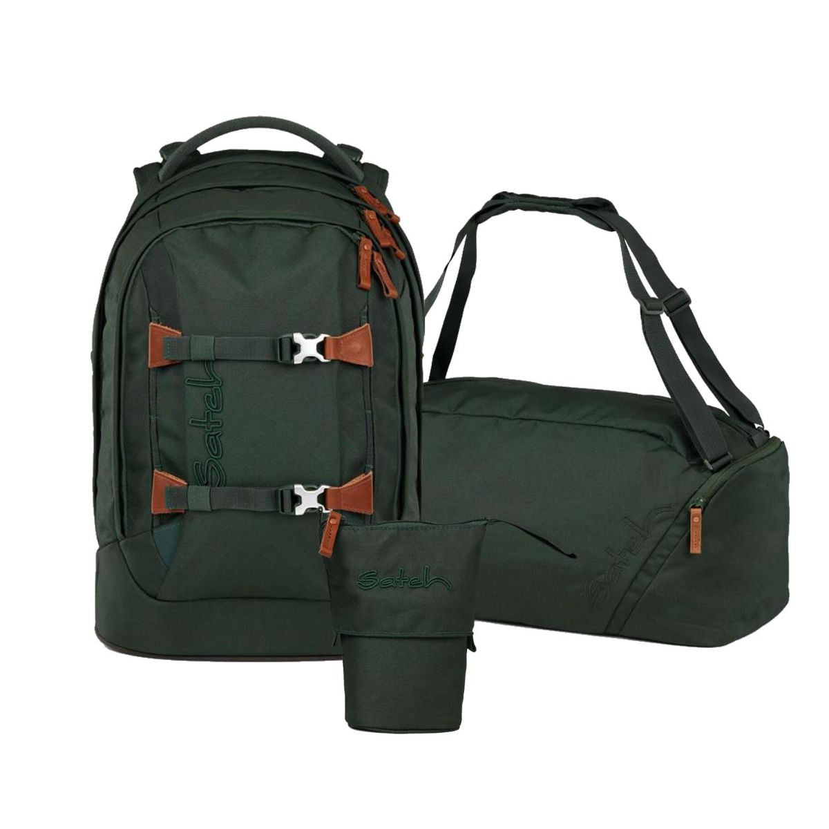 Satch Pack Nordic Forest Green Skandi Pencil Slider Edition Schulrucksack Set 3tlg.