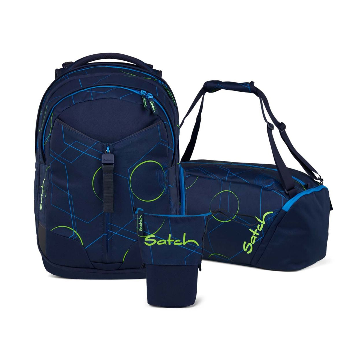 Satch Match Blue Tech Pencil Slider Edition Schulrucksack Set 3tlg.