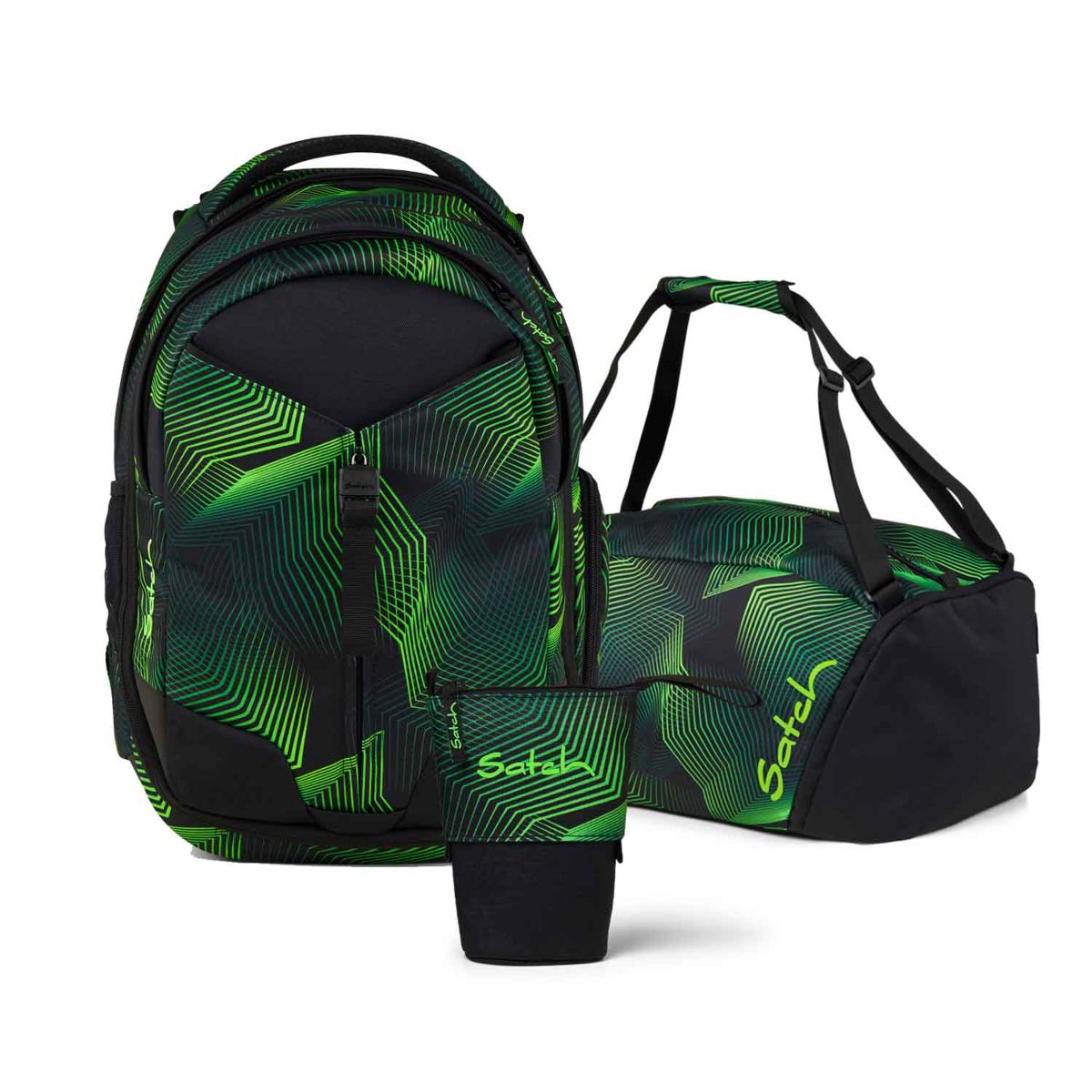 Satch Match Seismic Green Pencil Slider Edition Schulrucksack Set 3tlg.