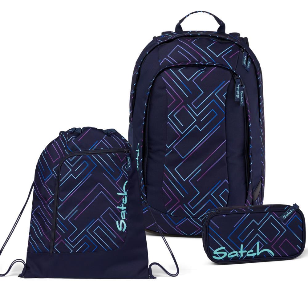 Satch Air Purple Laser Schulrucksack Set 3tlg.