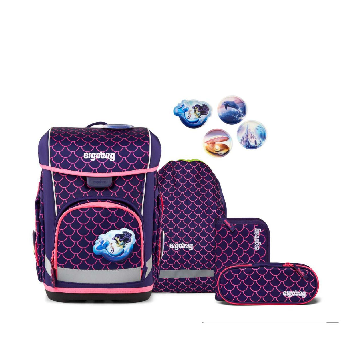 Ergobag Cubo Light PerlentauchBär Color Flash Edition Schulranzen Set 5tlg.