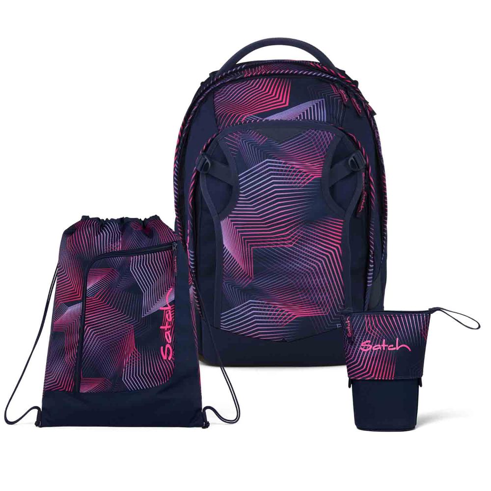 Satch Match Plus Seismic Pink Pencil Slider Light Edition Schulrucksack Set 3tlg.