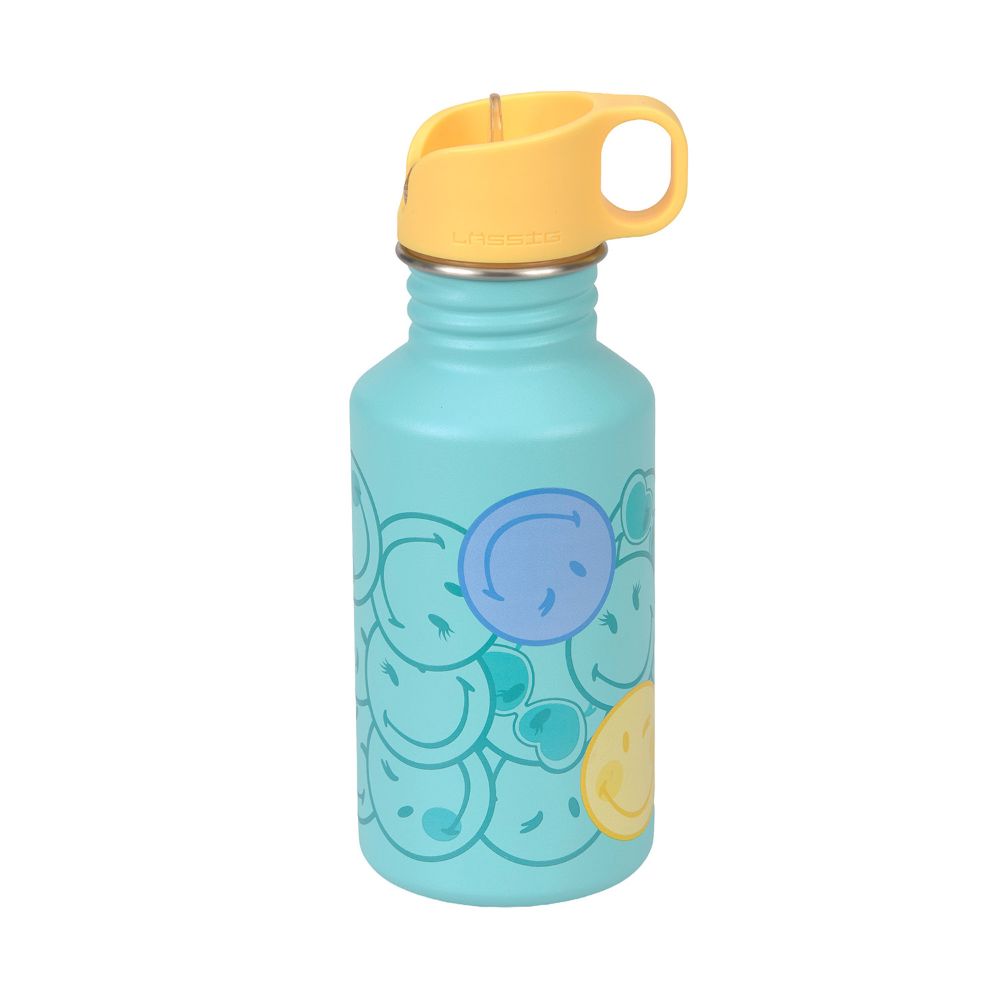 Lässig Trinkflasche 0,5 Liter Edelstahl SmileyWorld Turquois