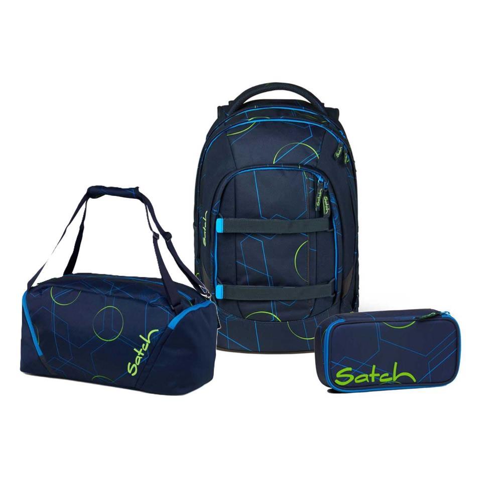 Satch Pack Blue Tech Schulrucksack Set 3tlg.