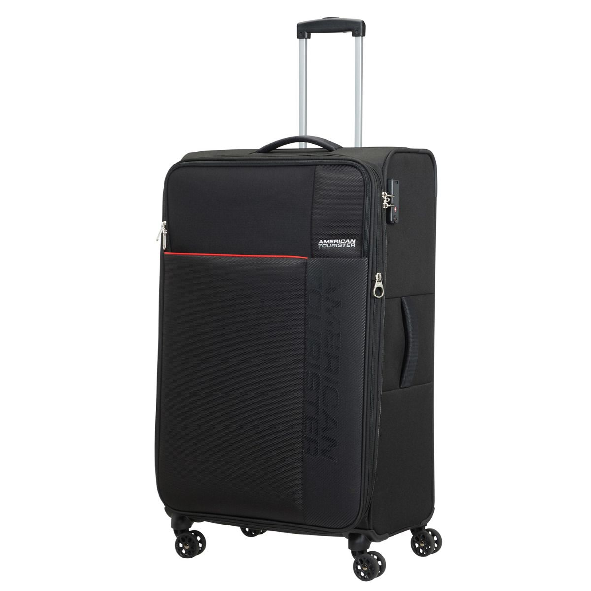 American Tourister Fun Cruise Black Red 4 Doppelrollen Trolley M 68cm