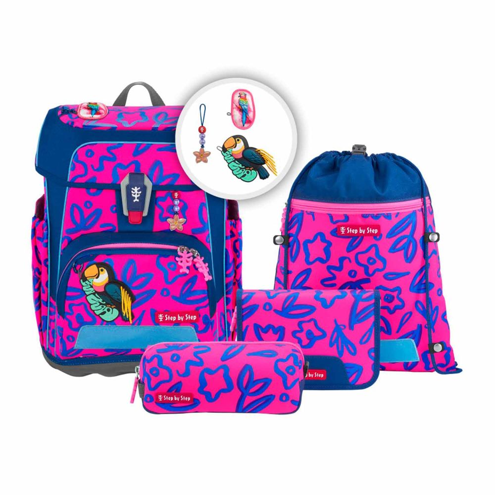 Step by Step Cloud Neon Tropical Bird Polly Schulranzen Set 5tlg.