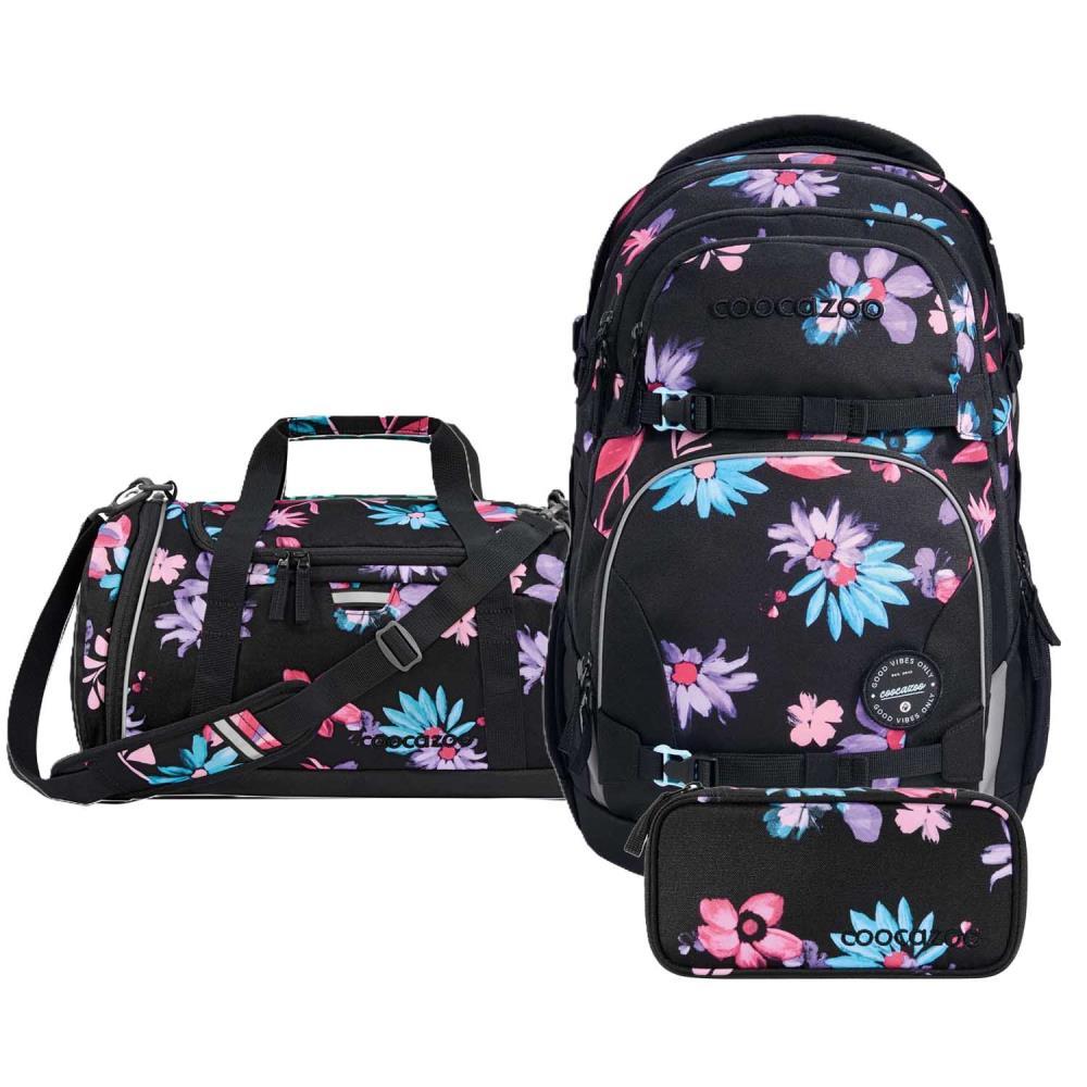Coocazoo Porter Floral Artnight Schulrucksack Set 3tlg.