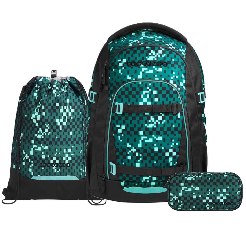 Coocazoo Mate Pixel Blox Schulrucksack Set 3tlg.