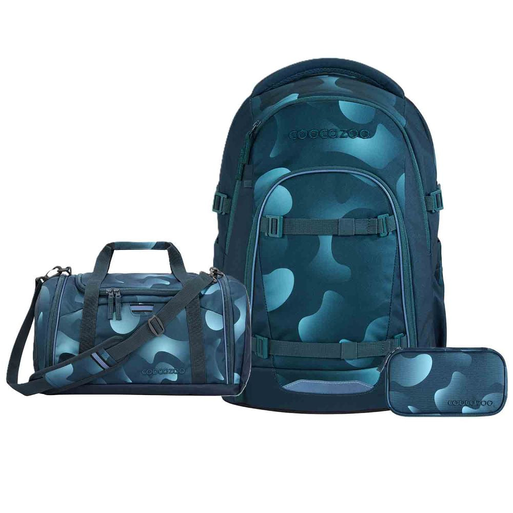 Coocazoo Mate Aqua Flow Schulrucksack Set 3tlg.