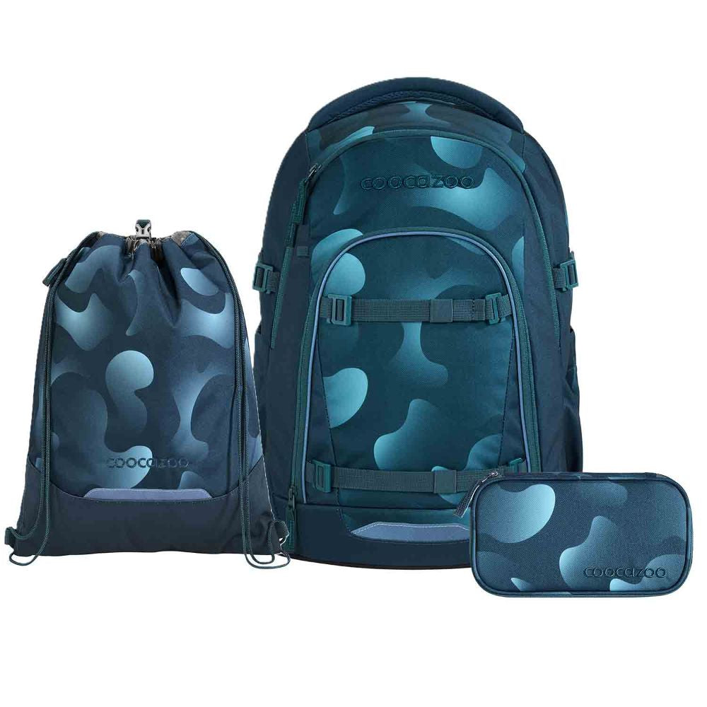 Coocazoo Mate Aqua Flow Schulrucksack Set 3tlg.