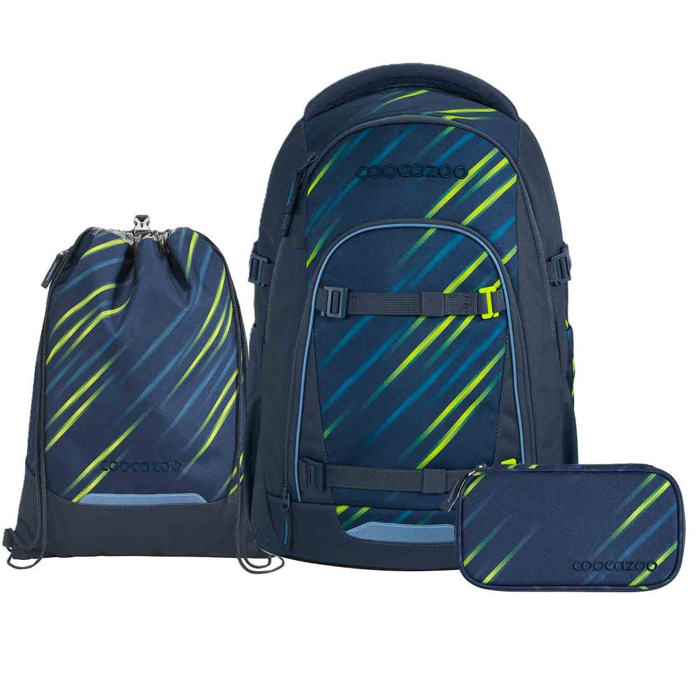 Coocazoo Mate Fast Lime Schulrucksack Set 3tlg.