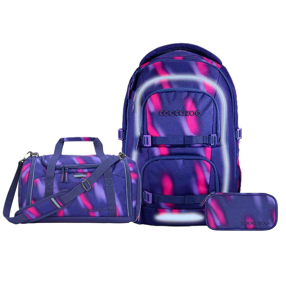 Coocazoo Porter Aurora Glow Schulrucksack Set 3tlg.