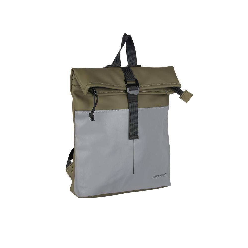 New Rebels Bowie New York Reflective Olive Mini Rolltop Rucksack