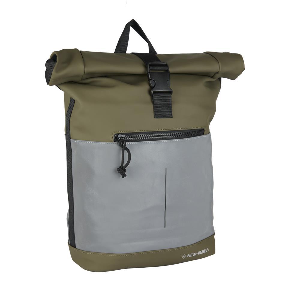 New Rebels Bowie New York Reflective Olive Rolltop Rucksack