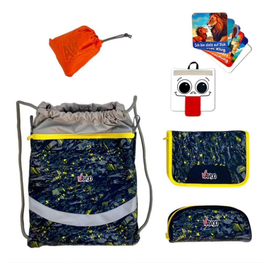 Vavoo Quin Pro Yellow Gravel Ninja Schulranzen Set 7tlg.