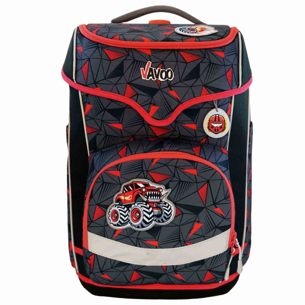 Vavoo Quin Pro Red Triangles MonsterTruck Schulranzen Set 7tlg.
