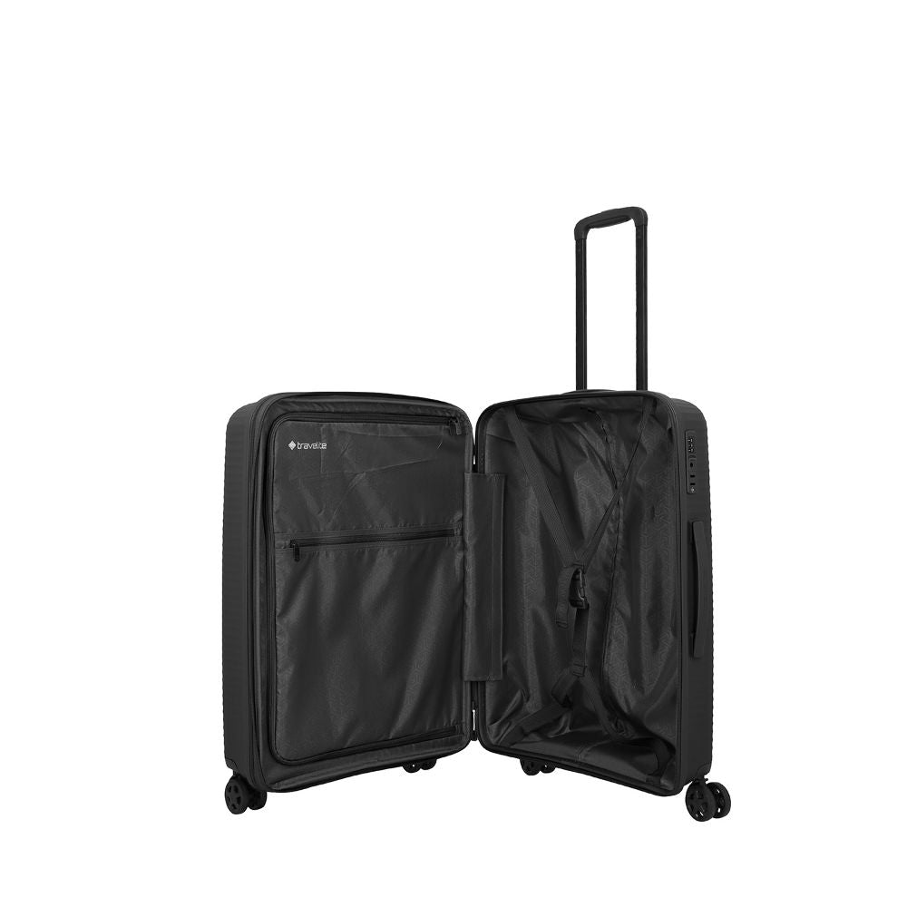 Travelite Air Stripe Schwarz 4-Rollen Trolley M erweiterbar 66cm