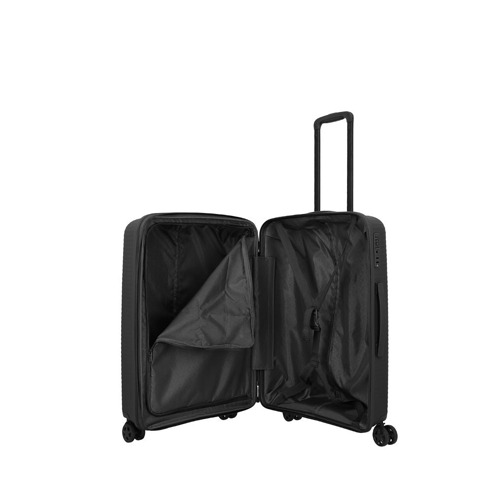 Travelite Air Stripe Schwarz 4-Rollen Trolley M erweiterbar 66cm