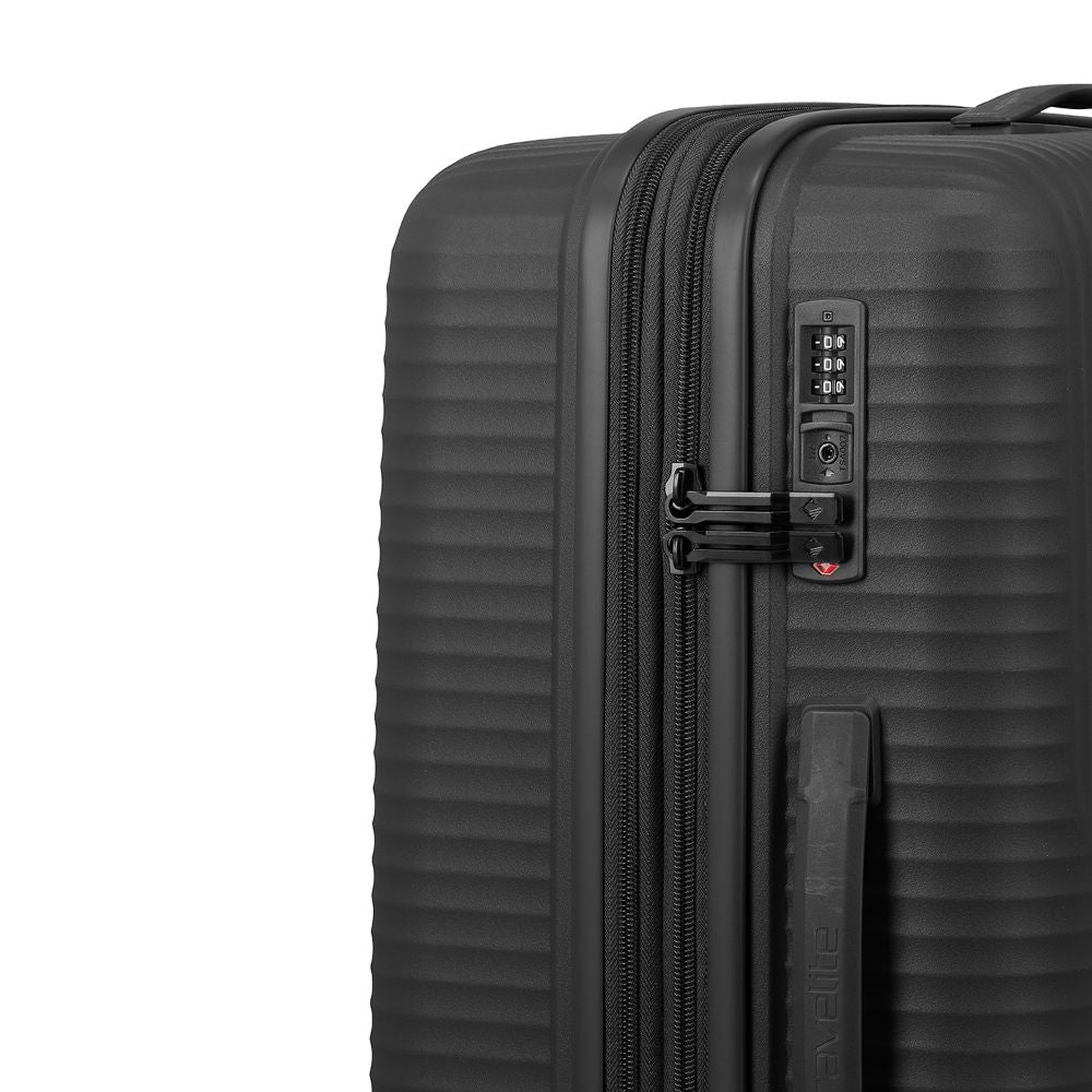 Travelite Air Stripe Schwarz 4-Rollen Trolley M erweiterbar 66cm