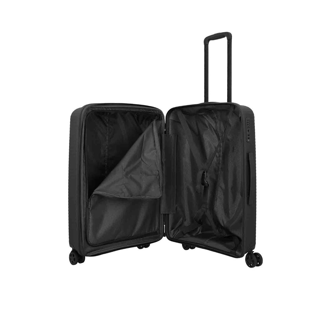 Travelite Air Stripe Schwarz 4-Doppelrollen Trolley M erweiterbar 66cm