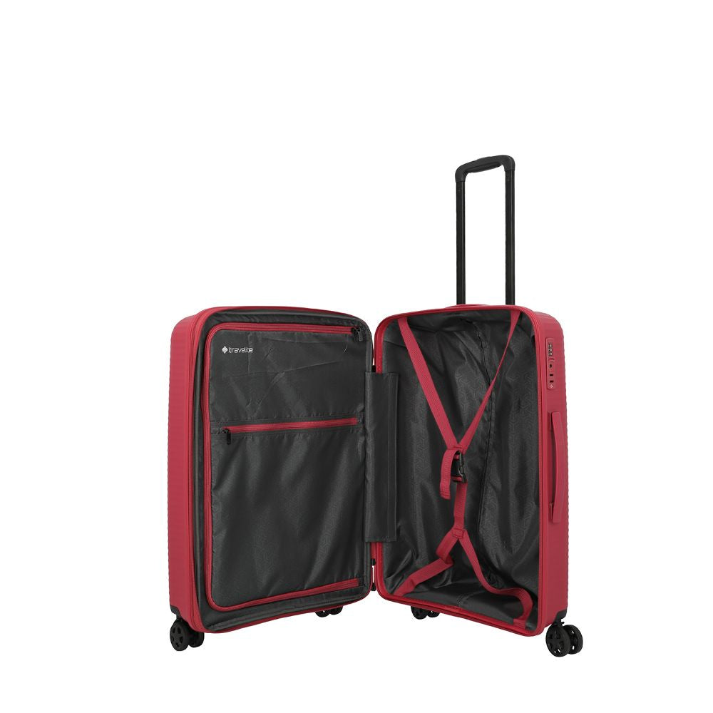 Travelite Air Stripe Rot 4-Doppelrollen Trolley M 66cm