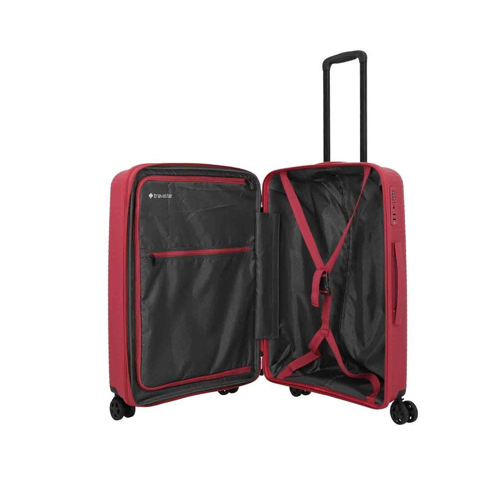 Travelite Air Stripe Rot 4-Doppelrollen Trolley M erweiterbar 66cm