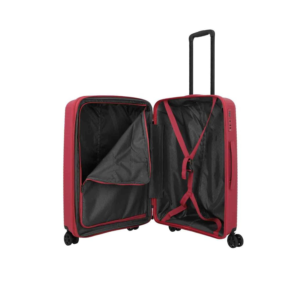 Travelite Air Stripe Rot 4-Doppelrollen Trolley M erweiterbar 66cm