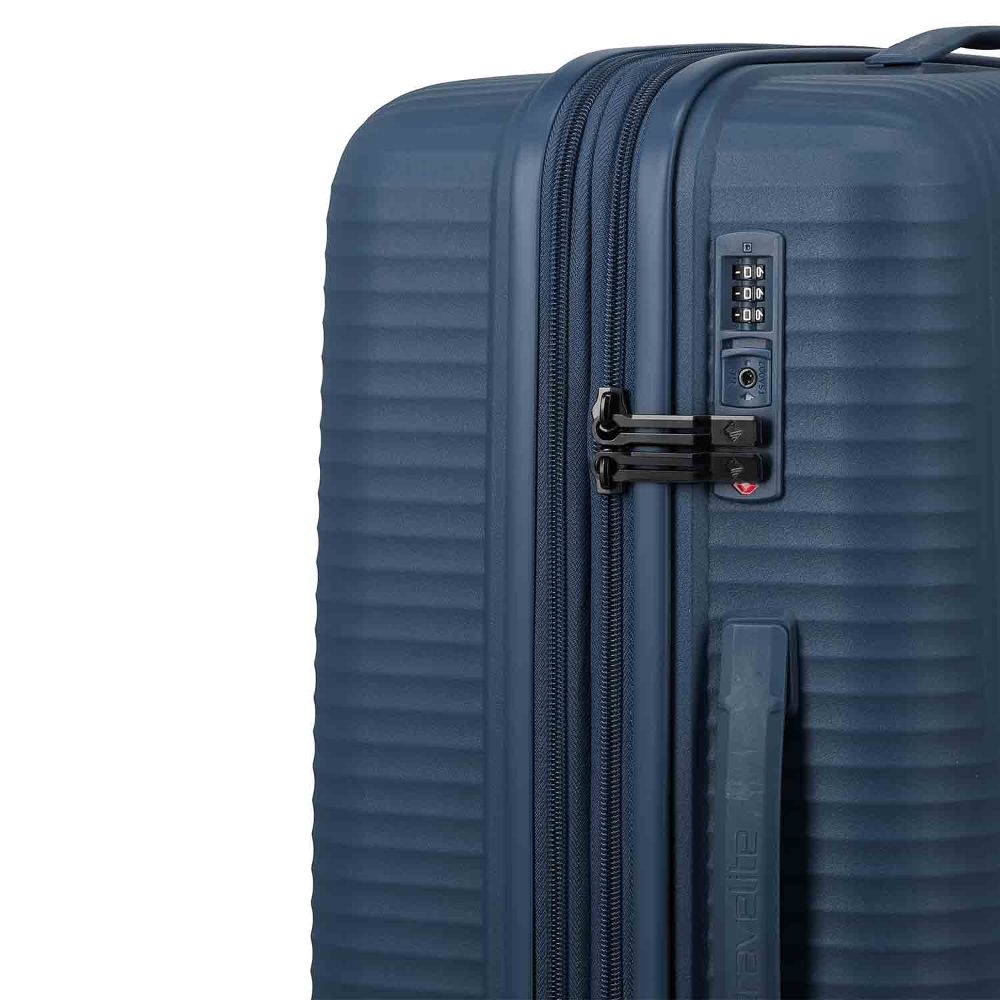 Travelite Air Stripe Navy 4-Doppelrollen Trolley M erweiterbar 66cm