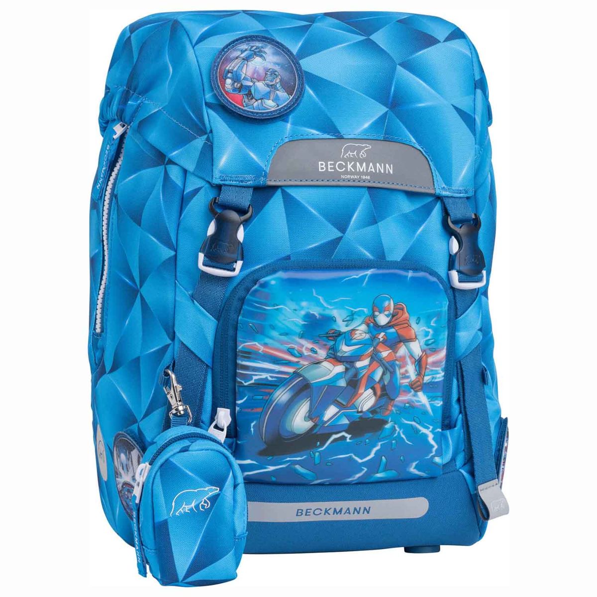 Beckmann Classic Blue Lightning Schulrucksack Set 6tlg.