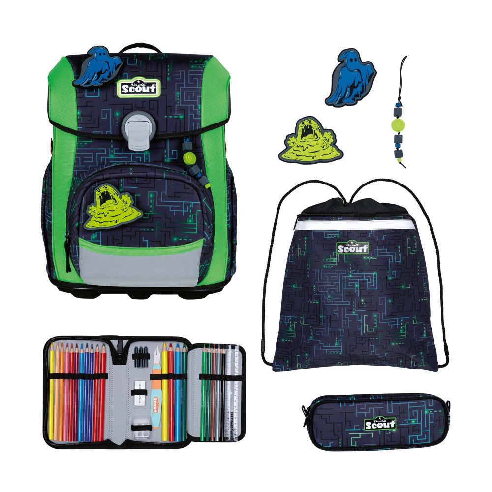 Scout Neo Monster Labyrinth Schulranzen Set 4tlg.