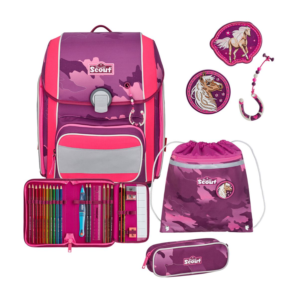 Scout Genius Pink Horse Schulranzen Set 4tlg.