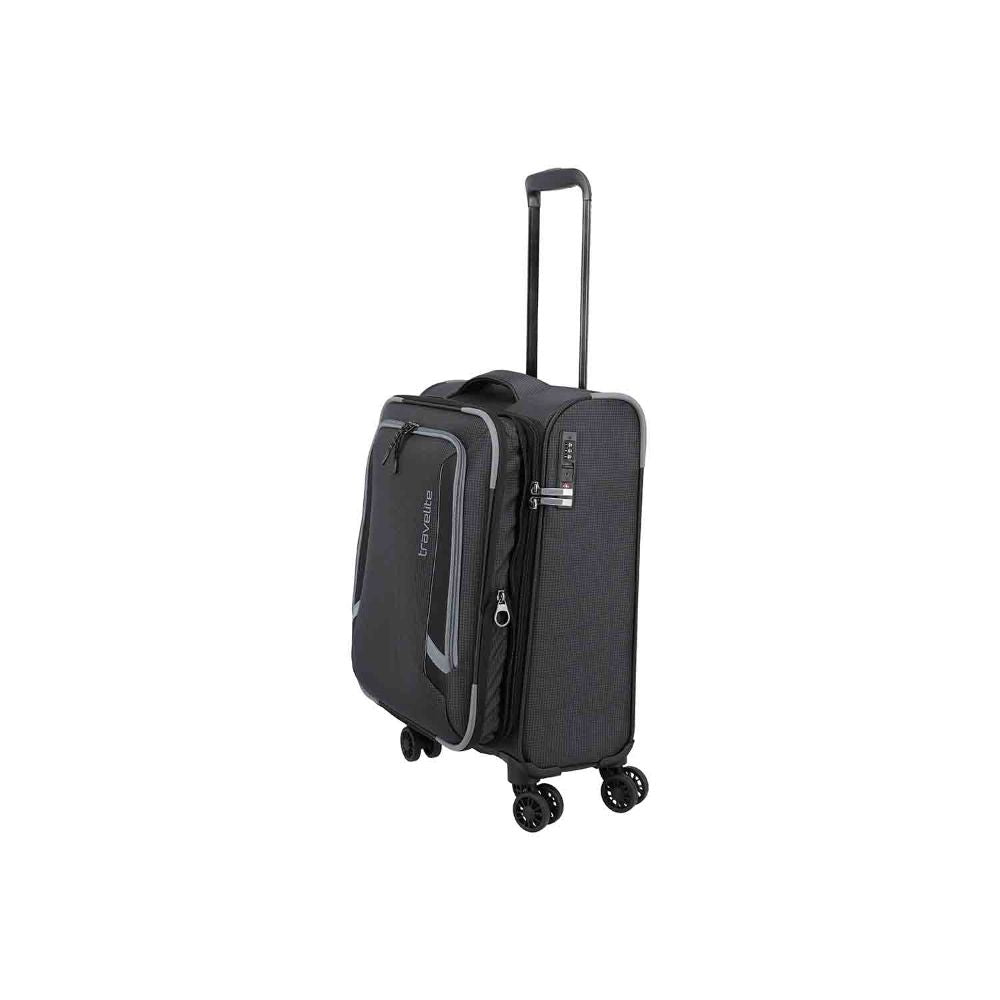 Travelite Corsiica Black 4 Doppelrollen Trolley S 55 cm