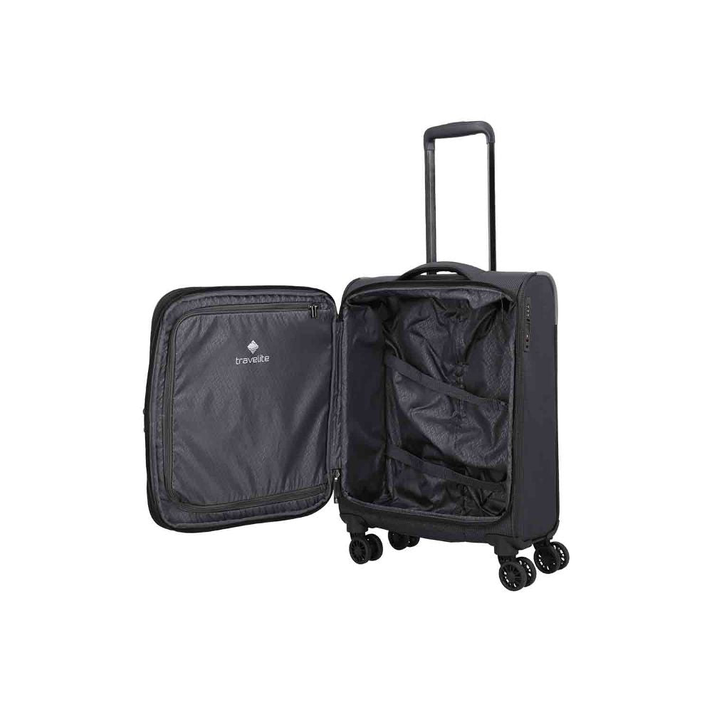 Travelite Corsiica Black 4 Doppelrollen Trolley S 55 cm