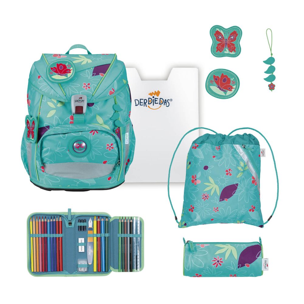 DerDieDas ErgoFlex Light Butterfly Garden Schulrucksack 5tlg