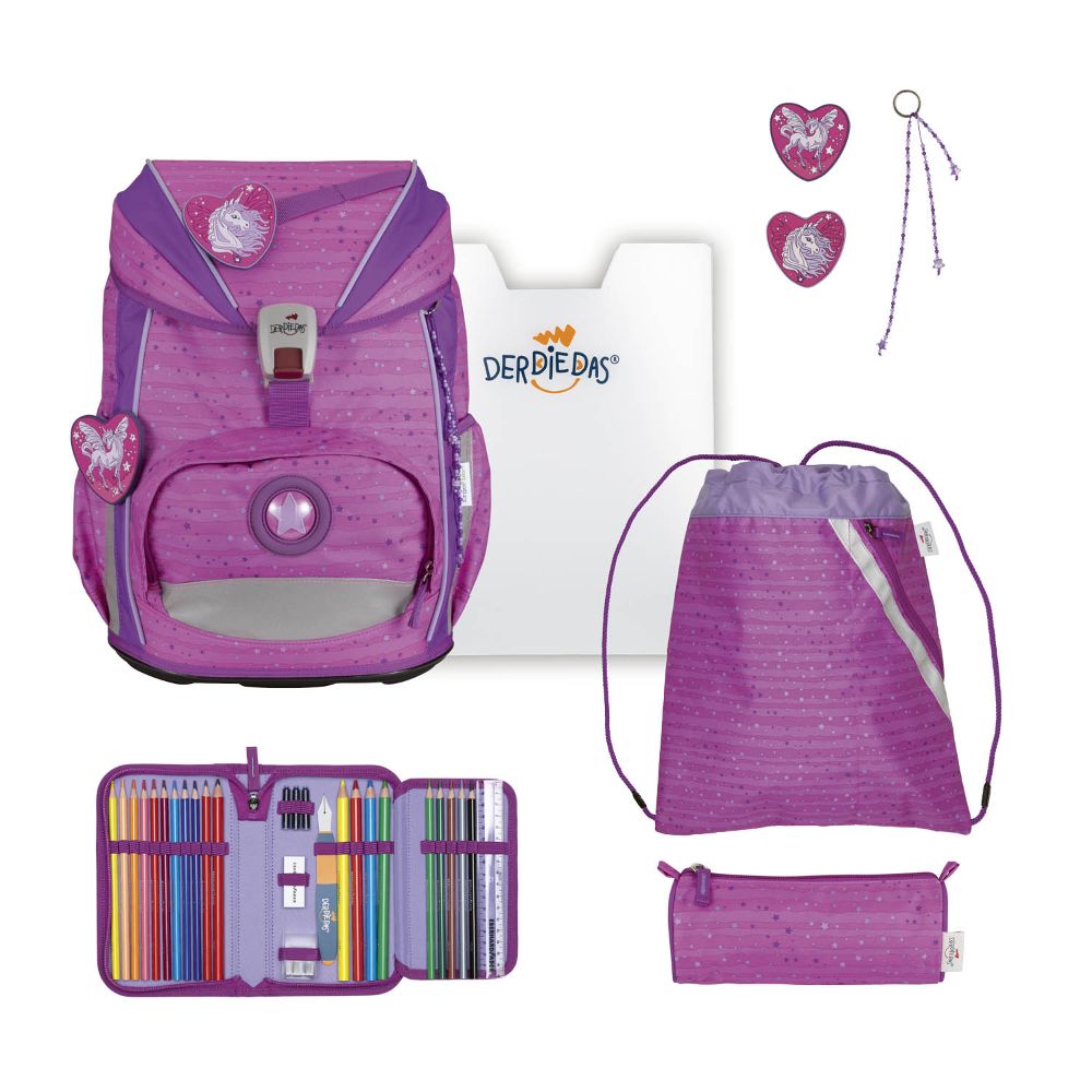 DerDieDas ErgoFlex Light Purple Unicorn Schulrucksack 5tlg.